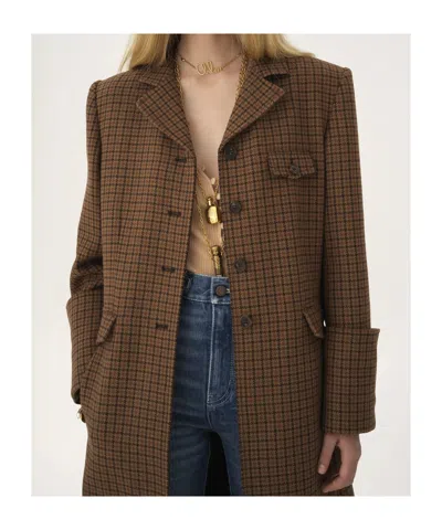 Chloé Wool Houndstooth Single-breasted Coat In Animal Print