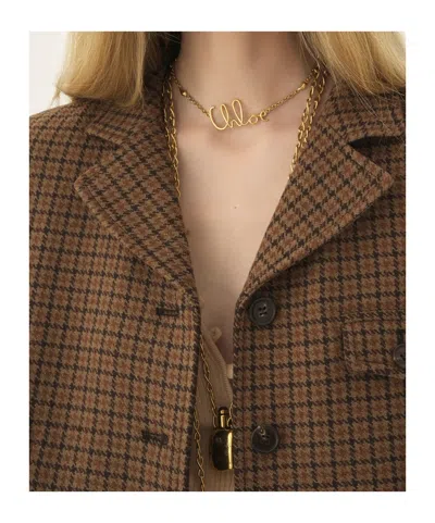 Chloé Wool Houndstooth Single-breasted Coat In Animal Print