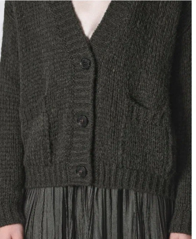 Roberto Collina Textured Knit Cardigan Front Pockets In Animal Print