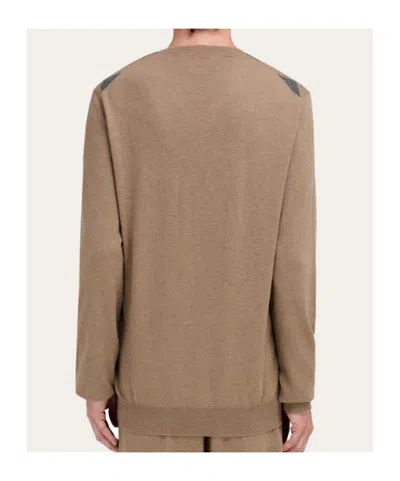 Ferragamo V-neck Argyle Virgin-wool Sweater In Brown