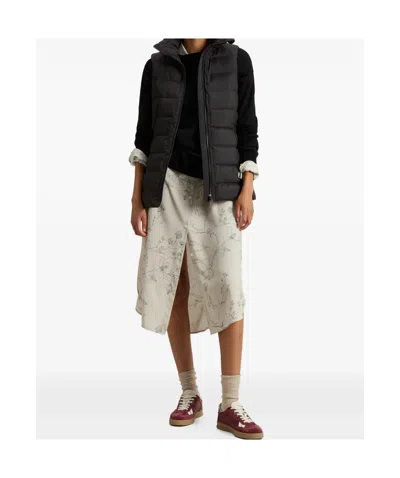 Woolrich Microfiber Padded Vest High Collar In Black