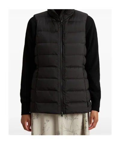 Woolrich Microfiber Padded Vest High Collar In Black