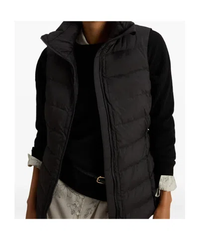 Woolrich Microfiber Padded Vest High Collar In Black