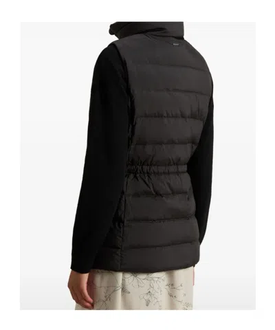 Woolrich Microfiber Padded Vest High Collar In Black