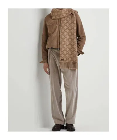 Canali Suede Overshirt In Biscuit In Burgundy