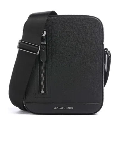 Michael Kors Logo Hudson Crossbody Bag With Adjustable Strap In Black