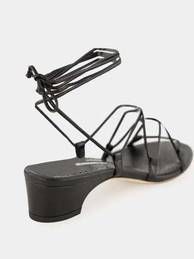 Manolo Blahnik Lace-up Block-heel Sandals In Multi