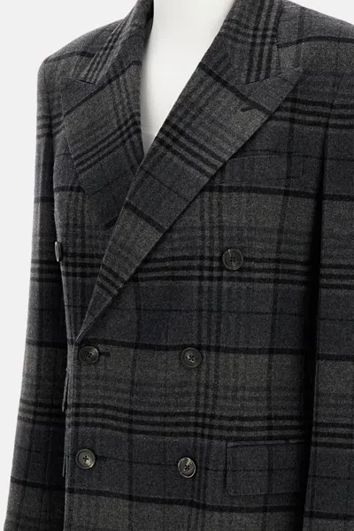 Ralph Lauren Kent Double-breasted Checked Wool Blazer In Black