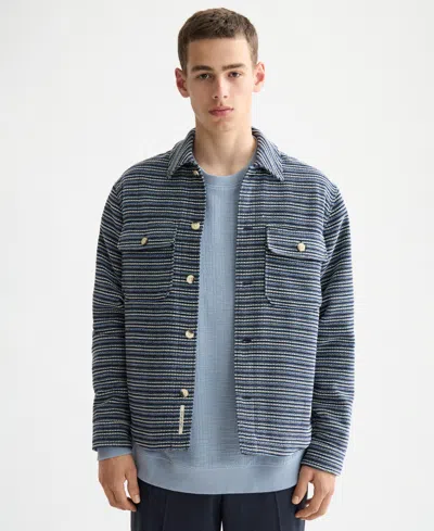 Scotch & Soda Structured Striped Overshirt In Blue