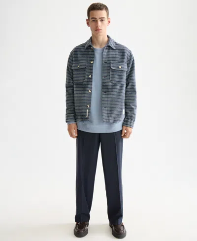 Scotch & Soda Structured Striped Overshirt In Blue