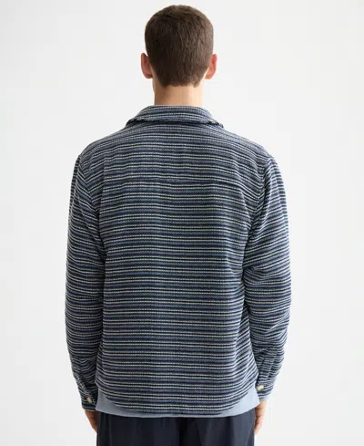 Scotch & Soda Structured Striped Overshirt In Blue