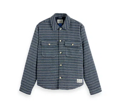 Scotch & Soda Structured Striped Overshirt In Blue