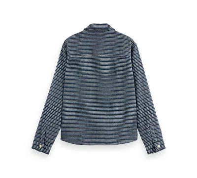 Scotch & Soda Structured Striped Overshirt In Blue