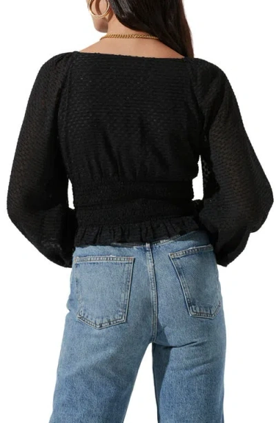 Astr The Label Sequin Check Blouse In Black