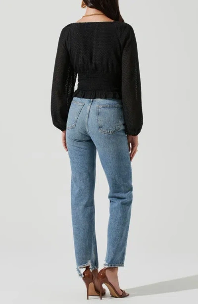 Astr The Label Sequin Check Blouse In Black