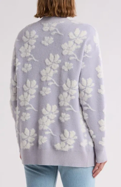 Gemma + Jane Floral Jacquard Cardigan In Purple