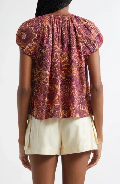 Ulla Johnson Issa Mixed Print Cotton Blend Top In Multi