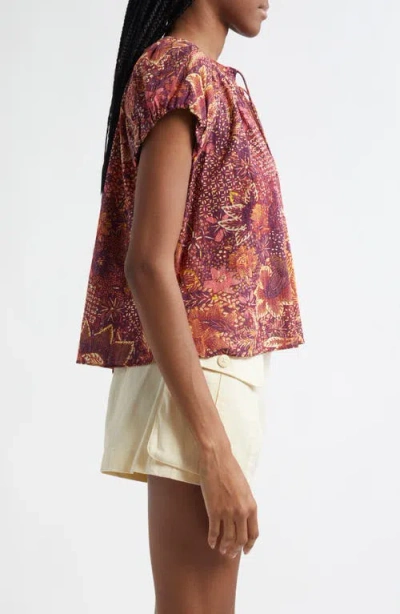 Ulla Johnson Issa Mixed Print Cotton Blend Top In Multi