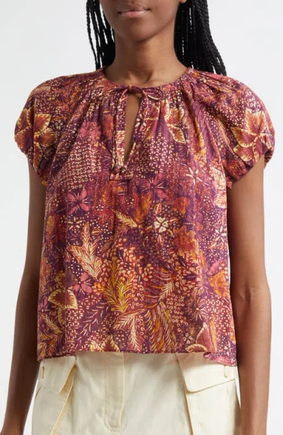 Ulla Johnson Issa Mixed Print Cotton Blend Top In Multi