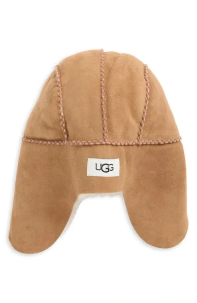 Ugg ® Kids' Genuine Shearling Trapper Hat In Brown