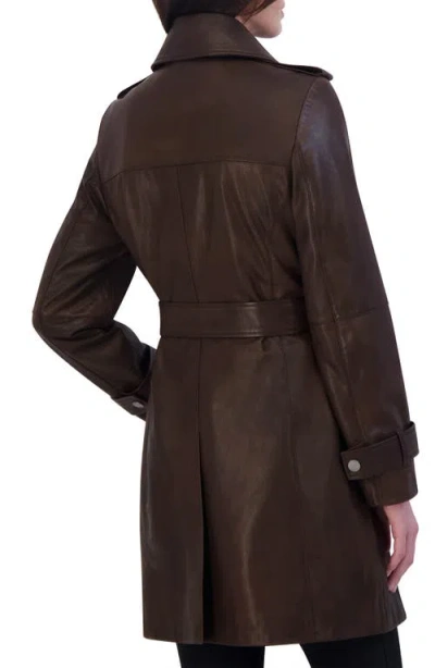 Tahari Women's Natalie Belted Leather Trench Coat In Brown