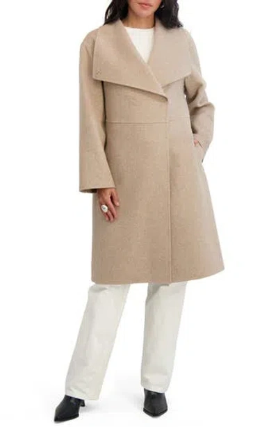 Tahari Coco Long Wool-blend Coat In Neutral