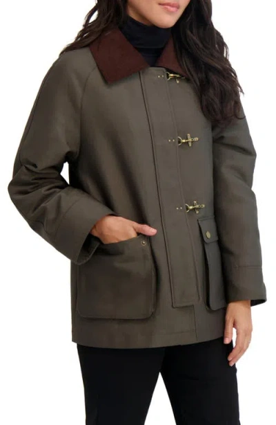 Tahari Women's Collared Canvas Barn Jacket In Green