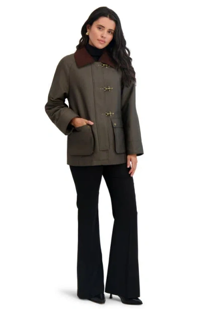 Tahari Women's Collared Canvas Barn Jacket In Green