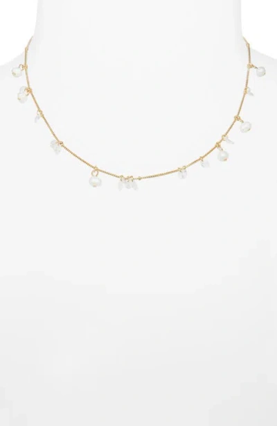 Nordstrom Rack Floating Cubic Zirconia & Faux Pearl Necklace In Gold