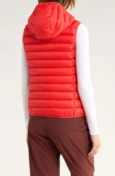 Save The Duck Milena Water Resistant Hooded Puffer Vest In Red