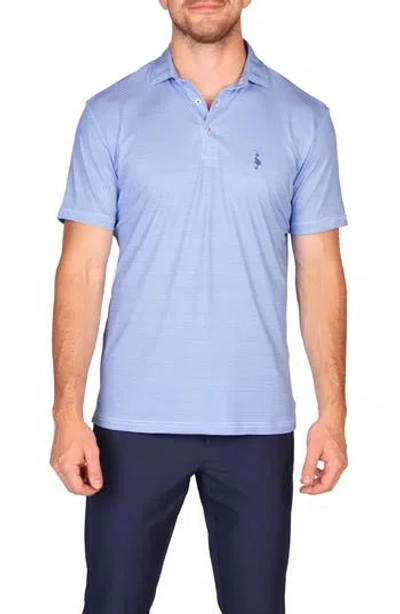 Tailorbyrd Stripe Print Performance Polo In Blue