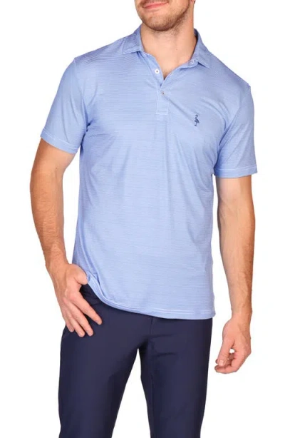 Tailorbyrd Stripe Print Performance Polo In Blue