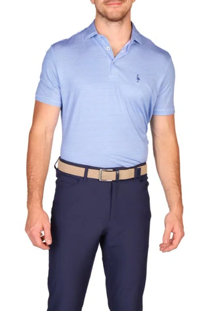 Tailorbyrd Stripe Print Performance Polo In Blue