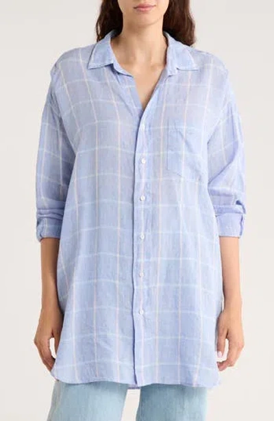 Frank & Eileen Linen Button-up Shirt In Blue