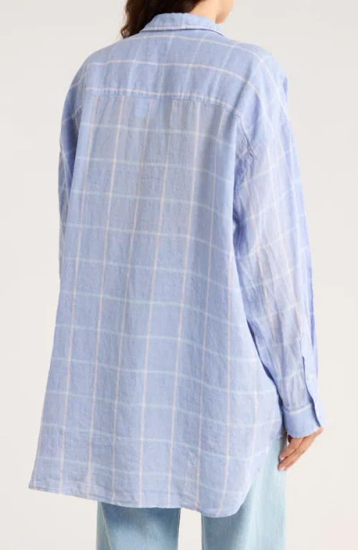 Frank & Eileen Linen Button-up Shirt In Blue