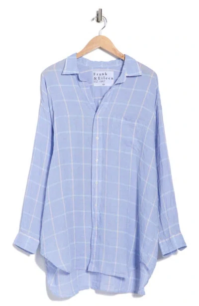 Frank & Eileen Linen Button-up Shirt In Blue