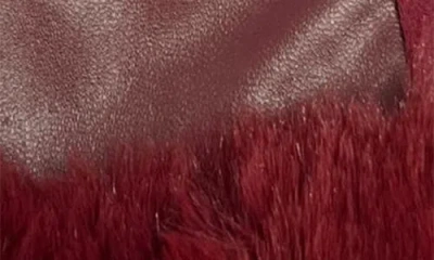 Marcus Adler Faux Leather Gloves With Faux Fur Cuff In Red