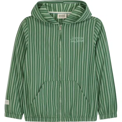 Scotch & Soda Big Boys Novelty Front Zip Jacket In Green