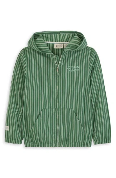 Scotch & Soda Big Boys Novelty Front Zip Jacket In Green