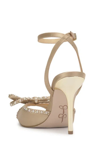 Jessica Simpson Women's Nolira Two-piece Rhinestone Bow Dress Sandals In Gold