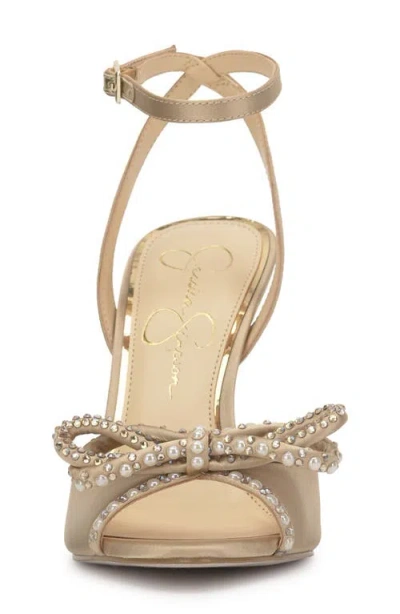 Jessica Simpson Women's Nolira Two-piece Rhinestone Bow Dress Sandals In Gold