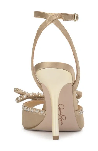 Jessica Simpson Women's Nolira Two-piece Rhinestone Bow Dress Sandals In Gold