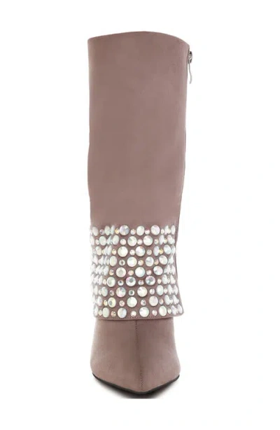 London Rag Basso Rhinestone Foldover Boot In Brown