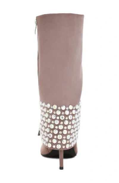London Rag Basso Rhinestone Foldover Boot In Brown