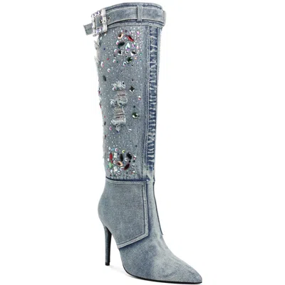 London Rag Cornik Pointed Toe Knee High Boot In Blue