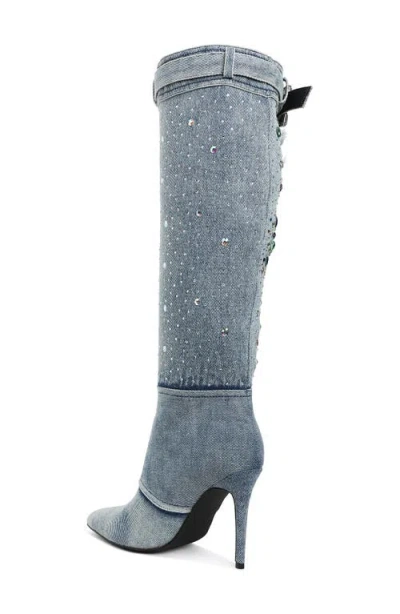 London Rag Cornik Pointed Toe Knee High Boot In Blue