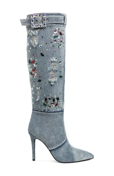 London Rag Cornik Pointed Toe Knee High Boot In Blue
