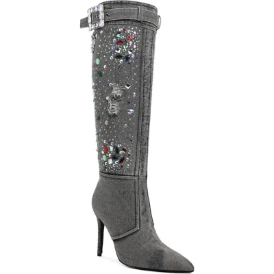 London Rag Cornik Pointed Toe Knee High Boot In Gray