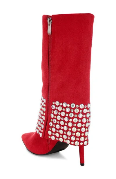 London Rag Basso Rhinestone Foldover Boot In Animal Print