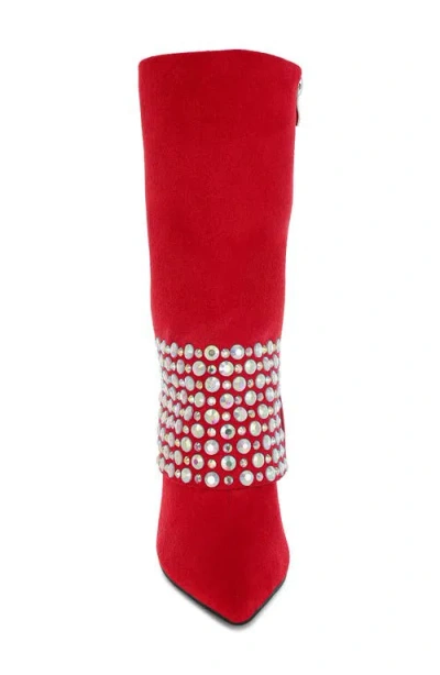 London Rag Basso Rhinestone Foldover Boot In Animal Print